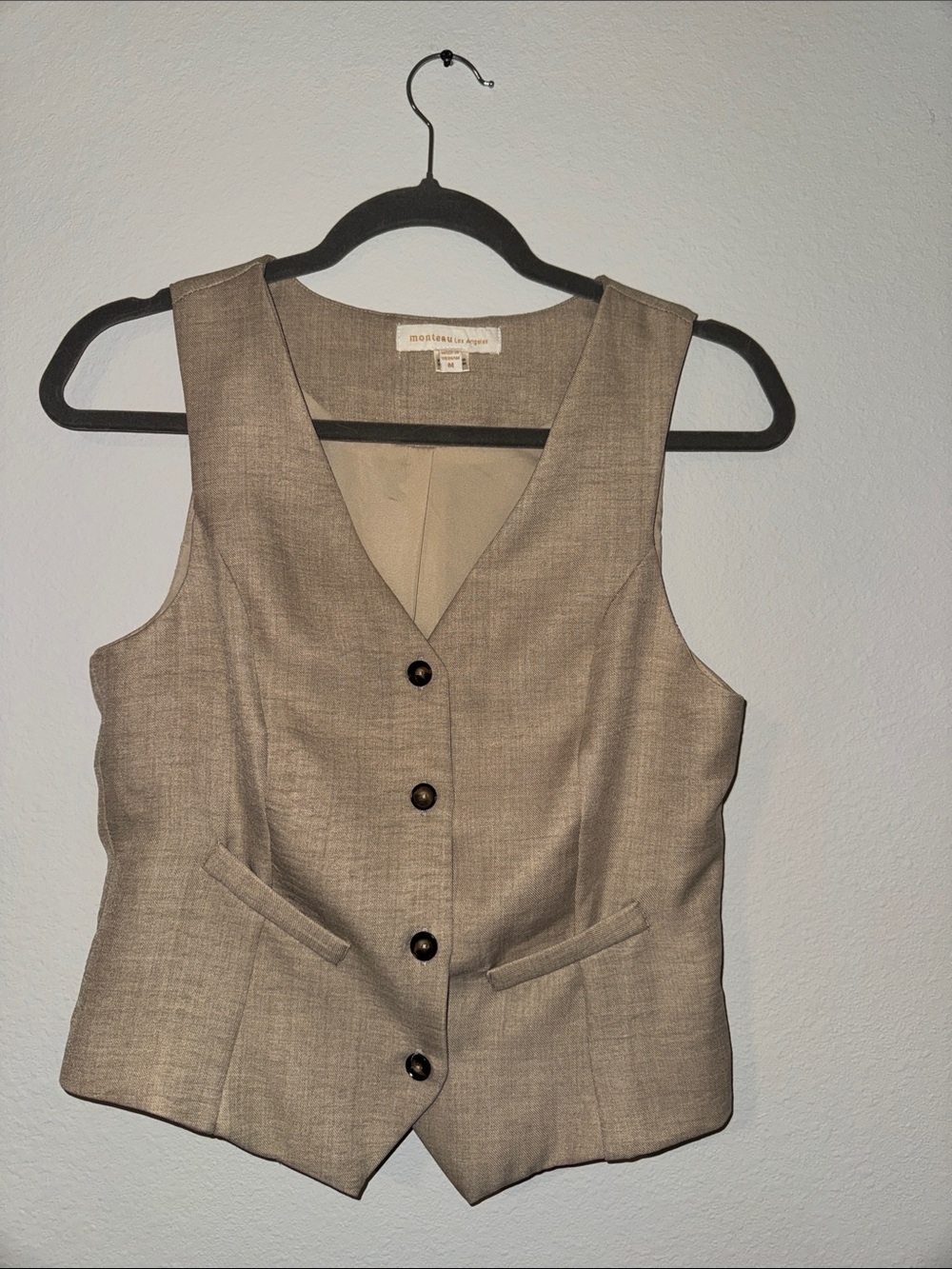 Neutral Beige Women's Vest - Classic Button Front